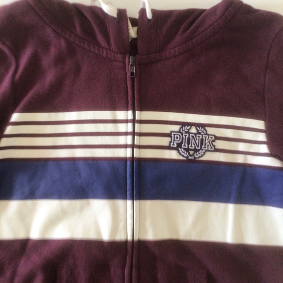 PINK VICTORIAS SECRET COLLEGIATE PURPLE ZIP FRONT HOODIE SMALL - Picture 7 of 13
